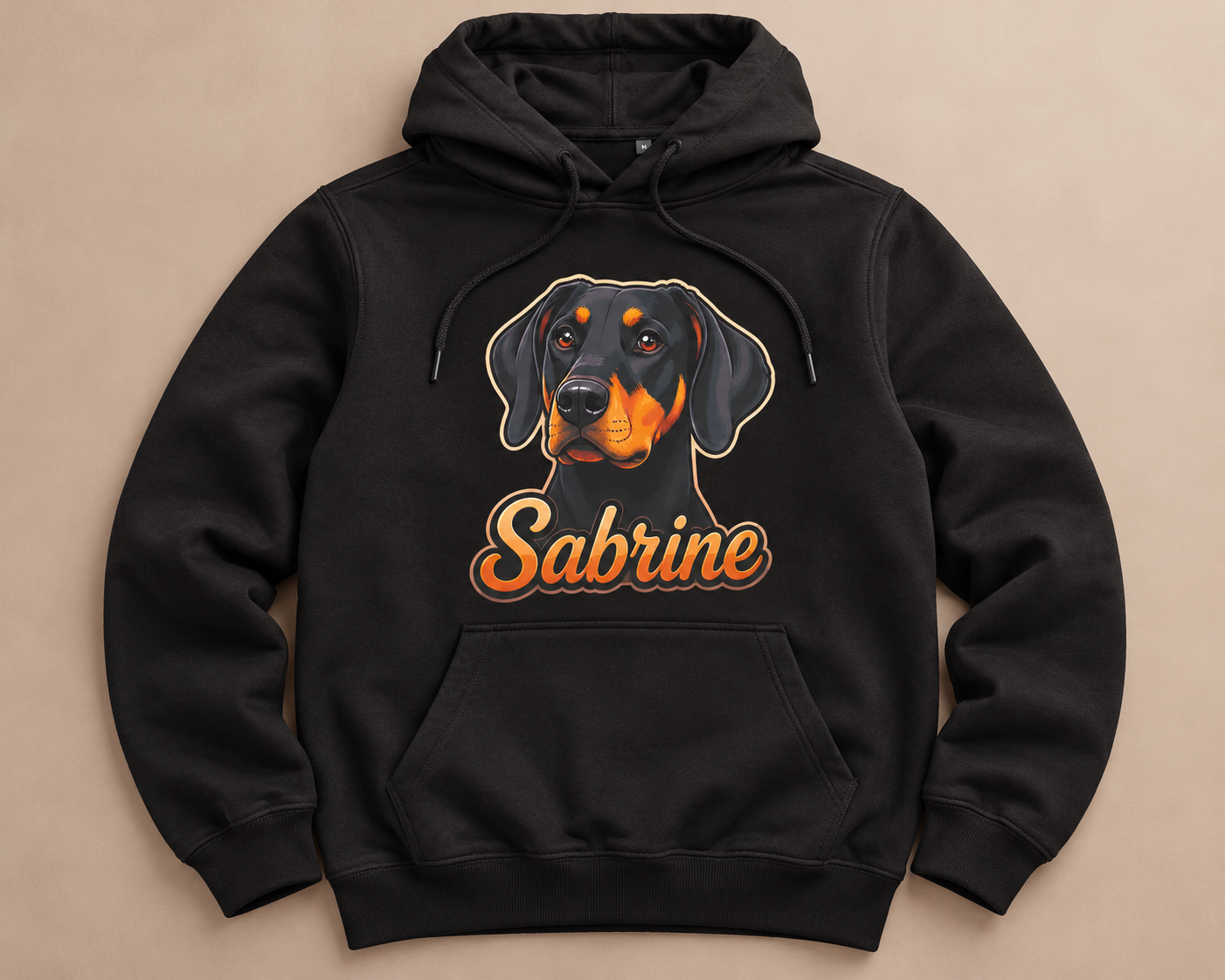 Sabrine – hoodie met hondenillustratie en naam — bedrukt werk van Color & Brush