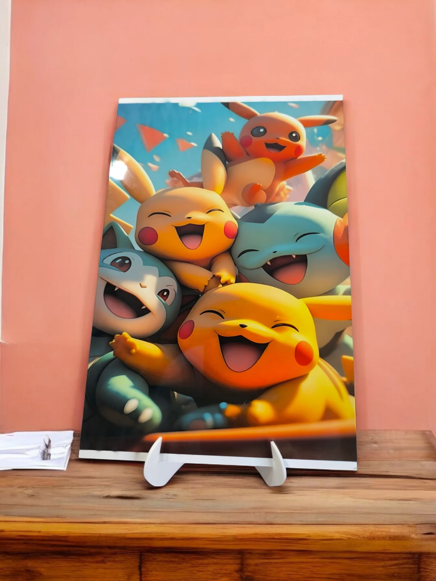 Fotoplaat met kleurrijke print op standaard — bedrukt werk van Color & Brush